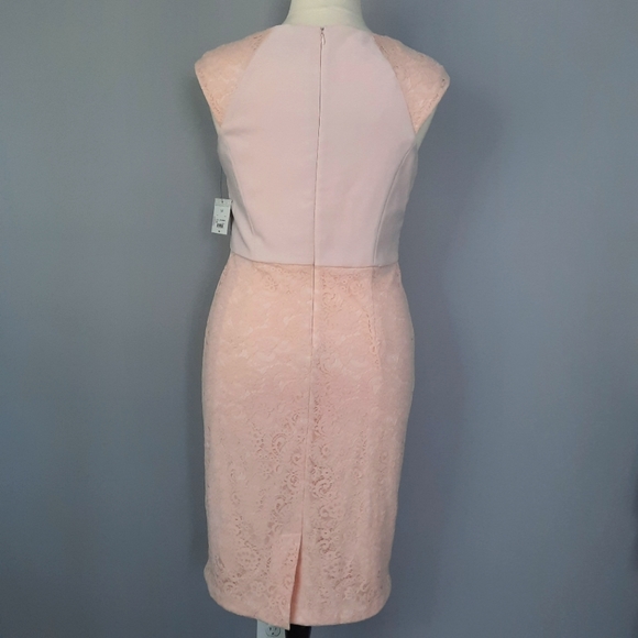 Liz Claiborne Blush Pink Lace Sheath Midi Dress size 14 - Picture 3 of 10